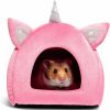 Small Animal Hollypet | Hollypet Warm Small Pet Animals Bed Dutch Pig Hamster Nest Hedgehog Rat Chinchilla Guinea Habitat Mini House, Pink Unicorn