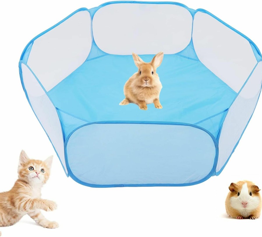 Small Animal Tnfeeon | Guinea Pig Cage Rabbit Cage Indoor With Mat Playpen Easy To Clean Perfect Size For Small Animal Pet Play Pen Exercise Yard Fence Portable Tent For Hamsters Chinchillas Hedgehog Puppy Cats(Blue)