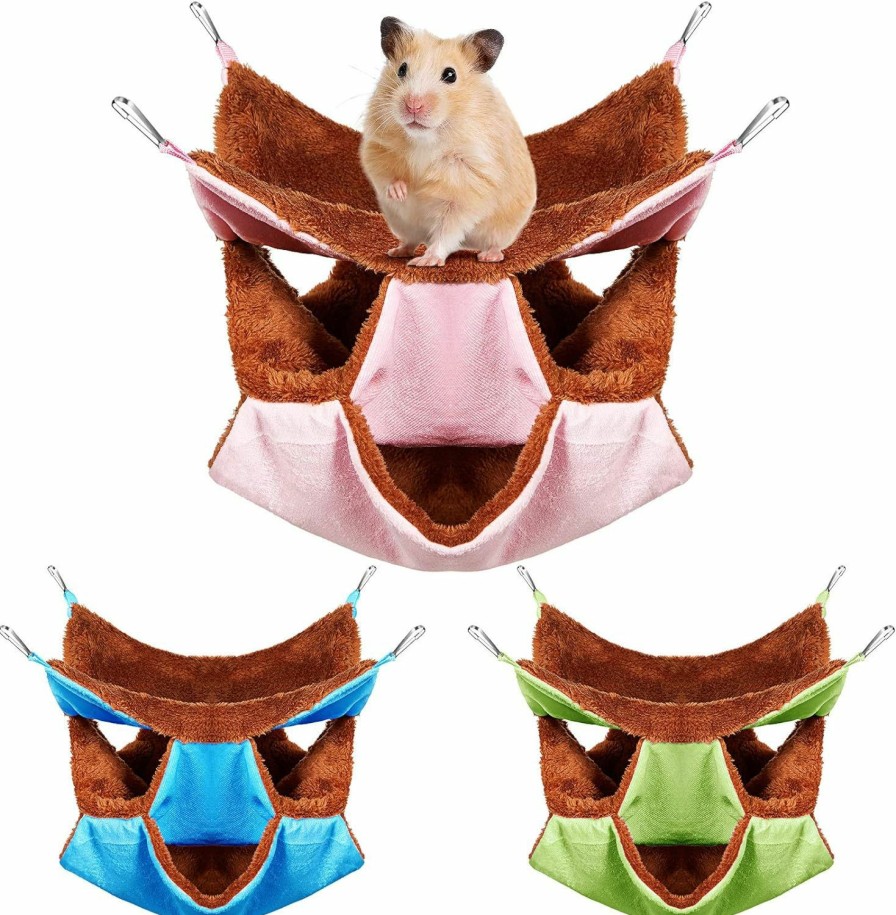 Small Animal Weewooday | Weewooday 3 Pieces Small Animal Hanging Hammock, Soft Plush Material, Triple-Layer Design, Suitable For Hamster, Ferret, Chinchilla