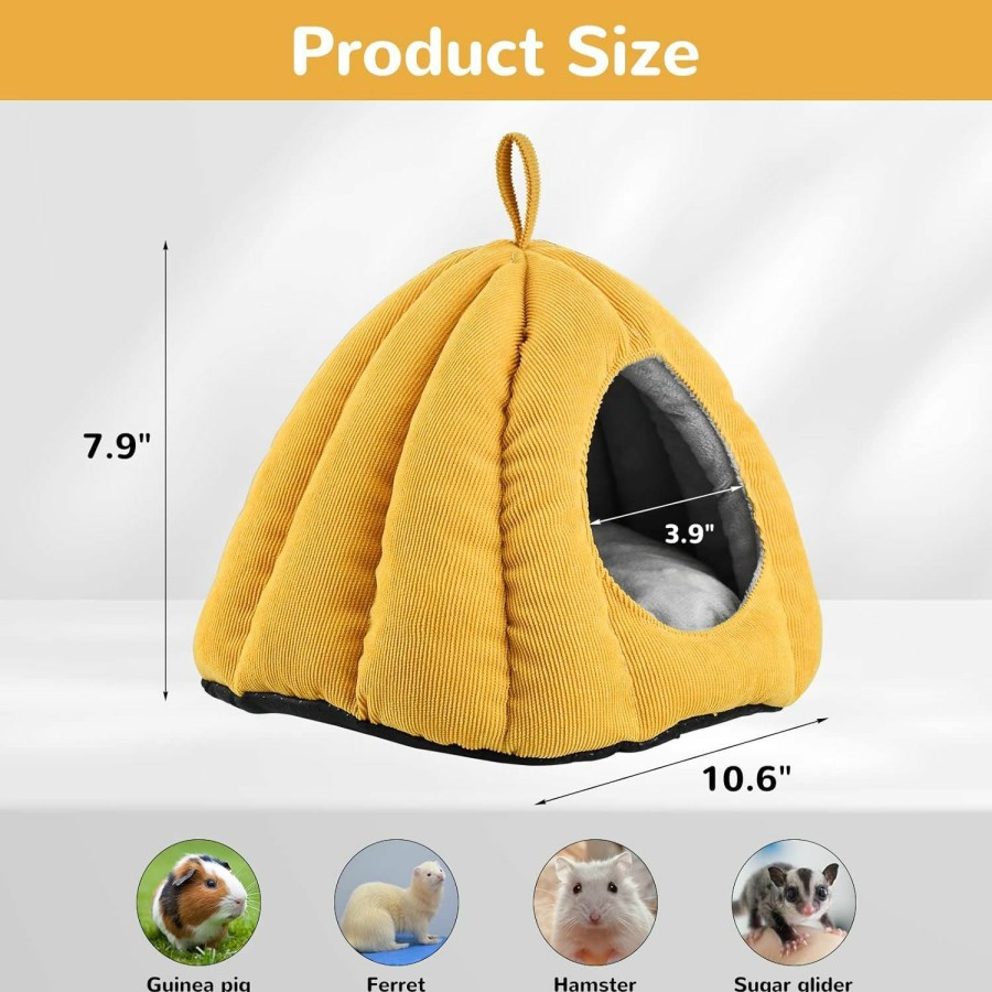 Small Animal Vehomy | Vehomy Guinea Pig Bed Warm Guinea Pig Hideout With Corduroy Fabric And Cozy Pillow Pumpkin Shaped Small Pet Sleeping Bed For Sugar Gliders Hamsters Hedgehogs Ferrets And Other Small Animals