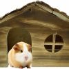 Small Animal Tfwadmx | Dwarf Hamster Wood Hut Guinea Pig Wooden House Natural Small Animal Hideout Cabin Cage Nesting Habitat With Window For Gerbil Sugar Glider Hedgehog Guinea Pig Hamster(Style-A)