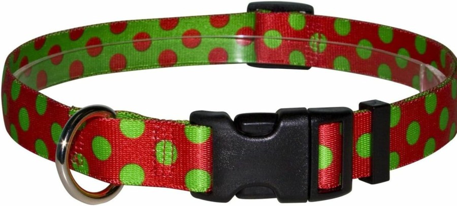 Small Animal Yellow Dog Design | Yellow Dog Design Christmas Polka Dot Dog Collar 3/8\" Wide And Fits Neck 8 To 12\", X-Small