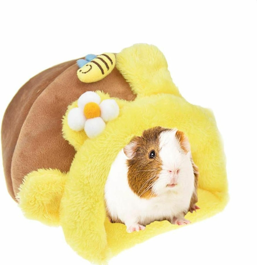 Small Animal MuYaoPet | Muyaopet Rabbit Guinea Pig Snuggle Sack Fleece Bed For Cage Small Animal Hamster Chinchilla Bed House For Squirrel Rat (L, Yellow Bee)