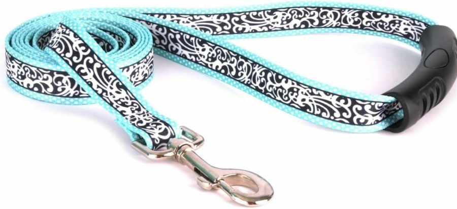 Small Animal Yellow Dog Design | Yellow Dog Design Chantilly Teal Ez-Grip Dog Leash With Comfort Handle, Small/Medium