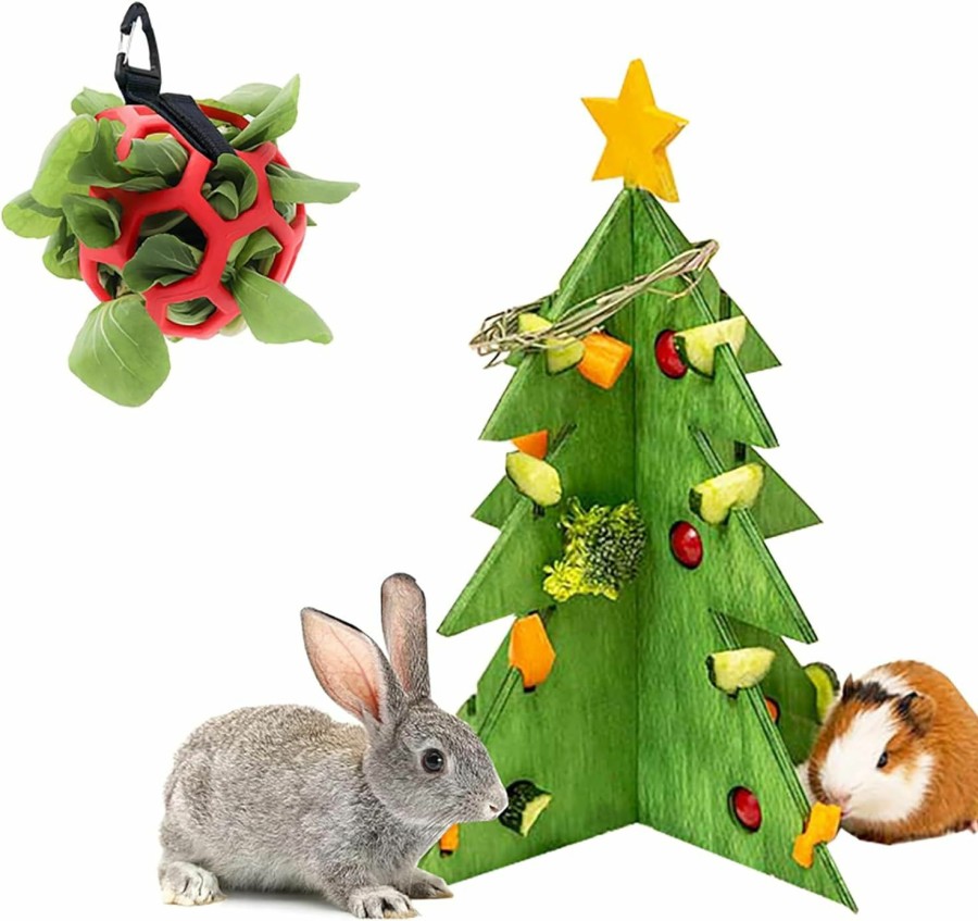 Small Animal ALI2 | Ali2 Rabbit Feeder Toys, Rabbit Christmas Tree Foraging Toys, Guinea Pig Feeder Toys, Bunny Interactive Toy Xmas Gift Habitat Decor For Small Animals