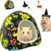 Small Animal Vehomy | Vehomy Small Animal Halloween House Hideout & Costume Set- Hamster Cave House Bed Nest Hideout With Ghost Candy Spider Net Pattern Hamster Witch Hat Bowtie For Rodent Chinchilla Hedgehog