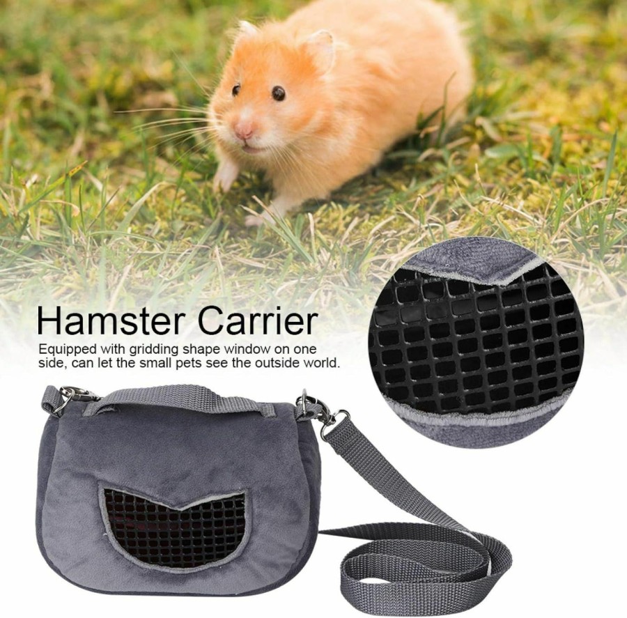 Small Animal Zerodis | Pet Hamster Carrier Bag Flannelette Portable Breathable Outgoing Bag For Small Pets Guinea Pig Squirrel Chinchilla Gray (L)