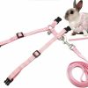 Small Animal Hypeety | Hypeety Rabbit Bunny Harness With Leash Adjustable Soft Nylon Harness Rabbit Vest Harness Lead Leash Pink Blue Lead Leash All Season For Small Animals (Pink)