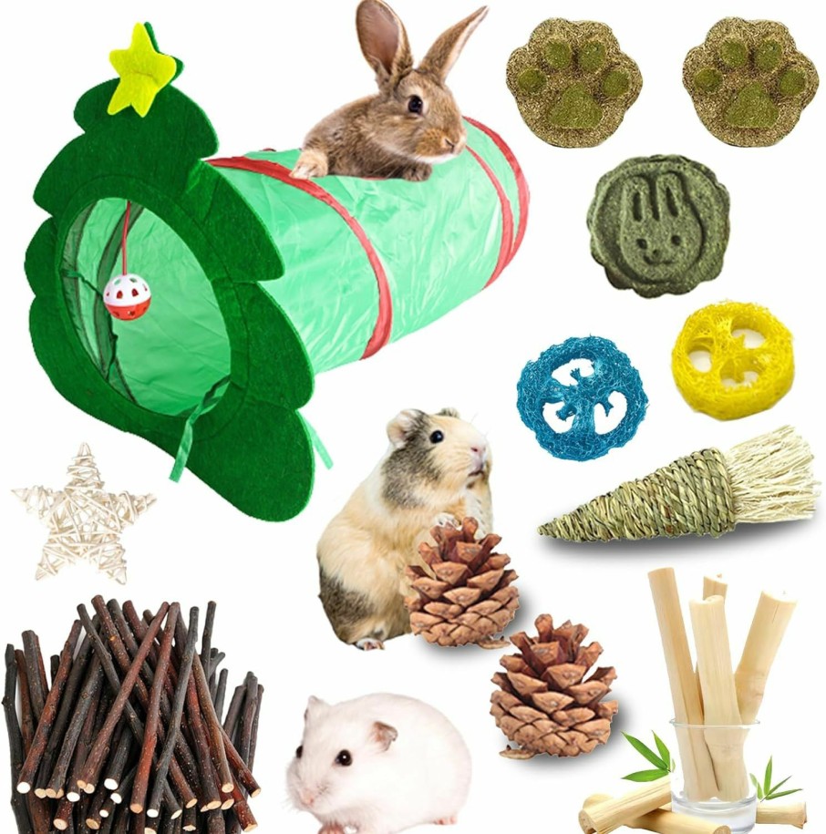 Small Animal Grddaef | Grddaef Rabbit Toys, Bunny Hideout Tunnel And Tubes Guinea Pig Chew Toys For Hamster Chinchilla Ferret Rat