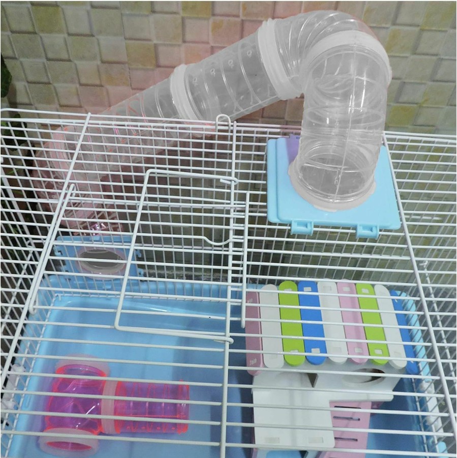 Small Animal WishLotus | Wishlotus Hamster Tubes With 2 Pipe Connection Plates, Adventure External Pipe Set Creative Transparent Diy Connection Tunnel Track To Expand Space Hamster Cage Accessories Hamster Toys (Clear)