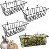 Small Animal WEWAYKGJ | Rabbit Hay Feeder Rack Guinea Pig Hay Dispenser For Cage Hanging Metal Feeder Small Animals Hay Holder Manger For Rabbits Guinea Pigs Chinchillas Ferrets (Black - 4 In A Group)