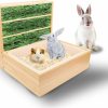 Small Animal KCRET | Kcret Rabbit Hay Feeder With Litter Pan, 2-In-1 Wooden Bunny Feeding Manger Grass Food Holder Rack With Plastic Litter Box