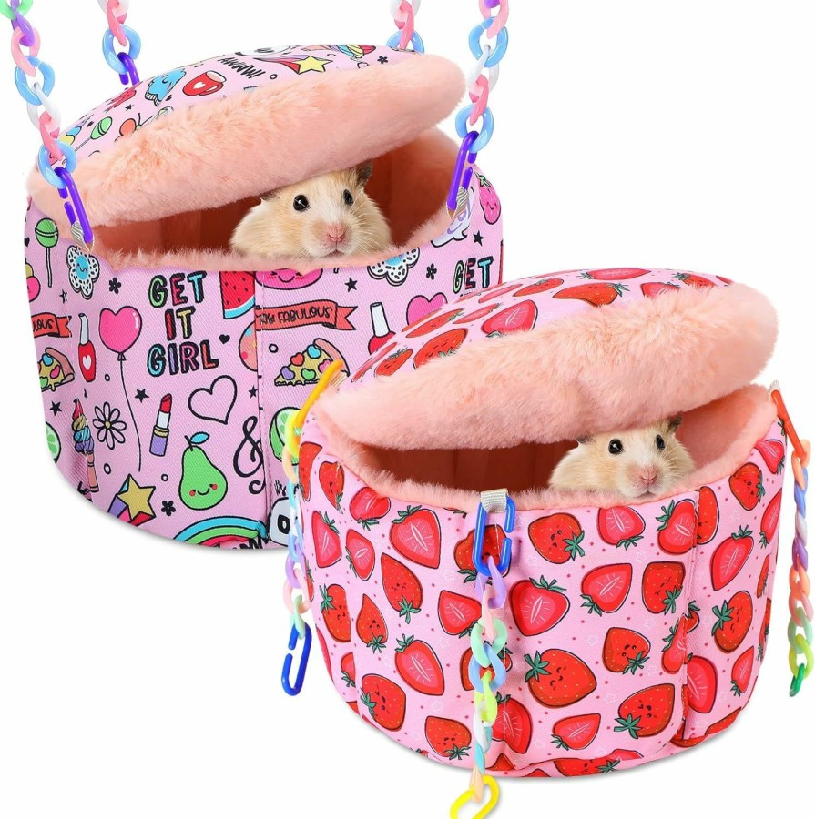 Small Animal Maitys | 2 Pcs Rat Hammock Rat Hanging Bed Guinea Pig Bedding Soft Warm Ferret Hammock Rat Cage Accessories Small Animal Beds For Rat Sugar Glider Hamster Ferret Chinchilla Guinea Pig Small Animals Play Sleep