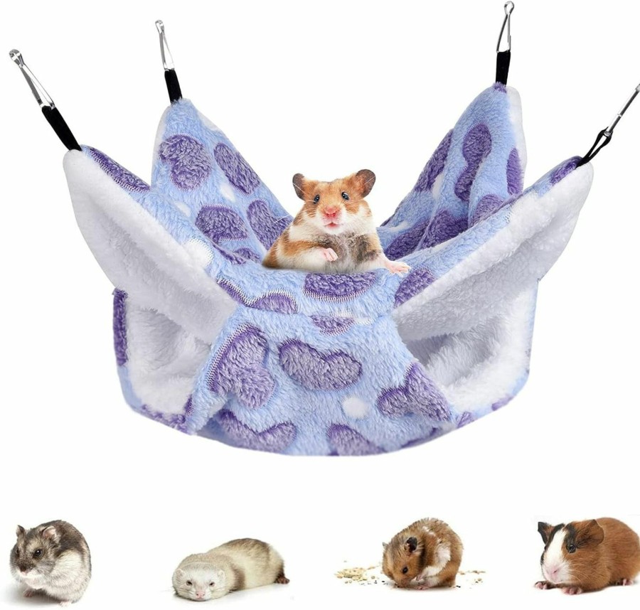 Small Animal Petmolico | Petmolico Small Pet Warm Plush Bunkbed Hanging Hammock Cage Accessories For Parrot Sugar Glider Ferret Squirrel Hamster Rat Hideout Playing Sleeping, Coffee Heart