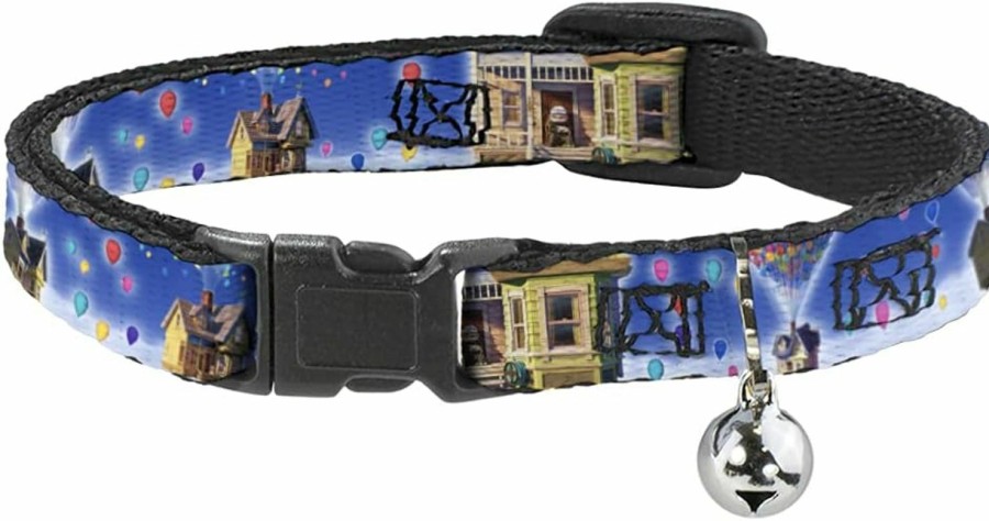 Small Animal Buckle-Down | Buckle-Down Breakaway Cat Collar - Up Carl On Porch/Flying House/Balloons - 1/2\" Wide - Fits 8-12\" Neck - Medium