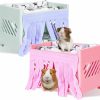 Small Animal Beeveer | Beeveer 2 Set Guinea Pig Hideout With 4 Plush Mat 4 Blanket 4 Tassel Curtain Double Layer Plastic Guinea Pig Hideout Bed Hamster Bunk Bed Fleece Hideaway For Small Animal Resting Habitat Accessories