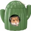 Small Animal BUCATSTATE | Bucatstate Hamster Hideout Ceramic - Cactus Shape Hamster House And Habitats Cool Bed Ideal For Summer Dwarf Hamster Gerbil Mice Golden Bear (Green-Large)