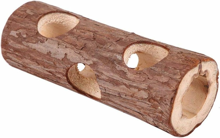 Small Animal Oumefar | Wooden Hamster Tunnel Guinea Pig Hideout Exercise Tube Chew Toy Forest Hollow Tree Trunk Tunnel Tube Toy For Small Animals(S)