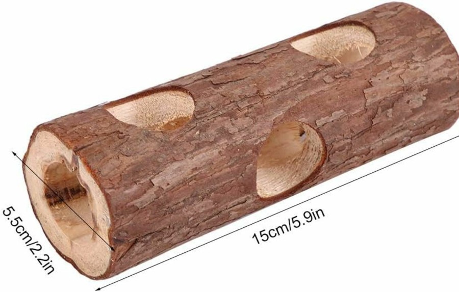 Small Animal Oumefar | Wooden Hamster Tunnel Guinea Pig Hideout Exercise Tube Chew Toy Forest Hollow Tree Trunk Tunnel Tube Toy For Small Animals(S)