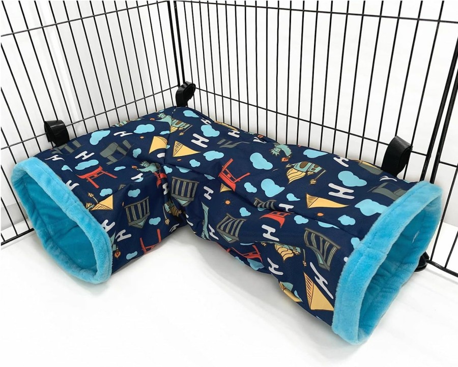 Small Animal TTANFY | Ferret Cage Accessories Tunnel Tube Corner Hide Fleece Hideaway Bed Hammock Bed For Guinea Pig (Blue)