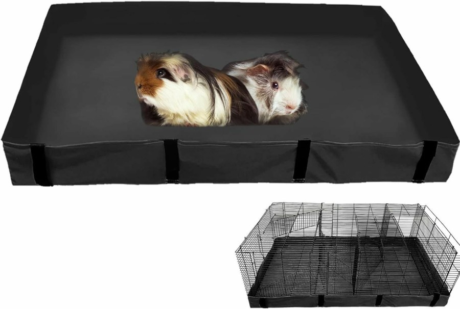 Small Animal kathson | Kathson 47X24 Guinea Pig Cage Liner Guinea Pig Habitat Canvas Bottom Leakproof Washable Bedding Base For Small Animals Hamster Rabbits Cage Accessories Black