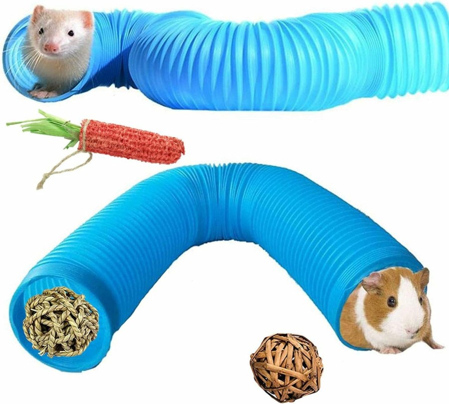 Small Animal Hamiledyi | Collapsible Pet Tunnel, 2 Pcs Hamster Fun Plastic Tunnels, Foldable Hideaway Exercising Training Tube Toys For Dwarf Hamster, Guinea Pig, Gerbil, Mouse, Rat And Ferrets