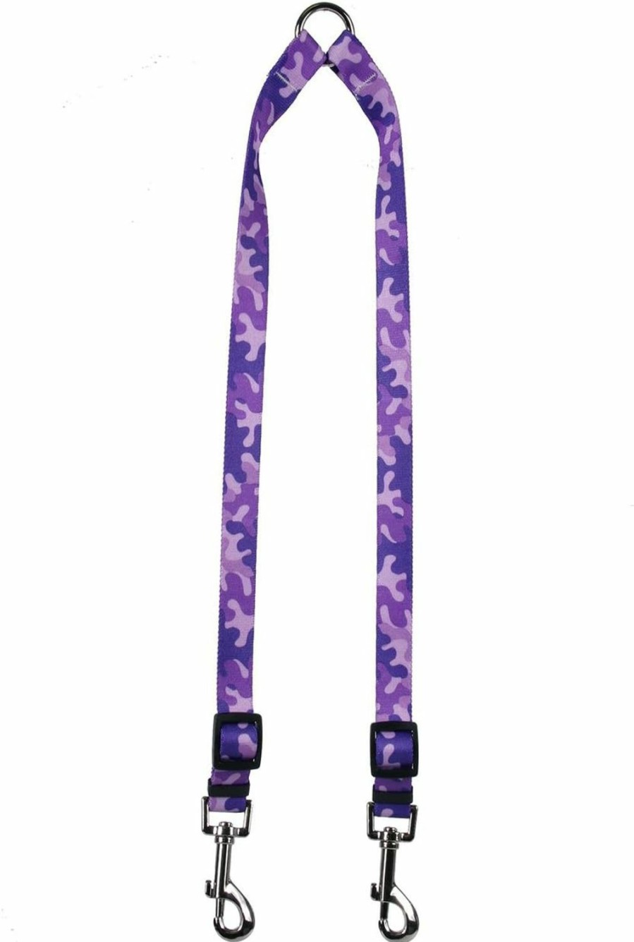 Small Animal Yellow Dog Design | Yellow Dog Design Camo Purple Coupler Dog Leash 3/8\" Wide And 9 To 12\" Long, Small