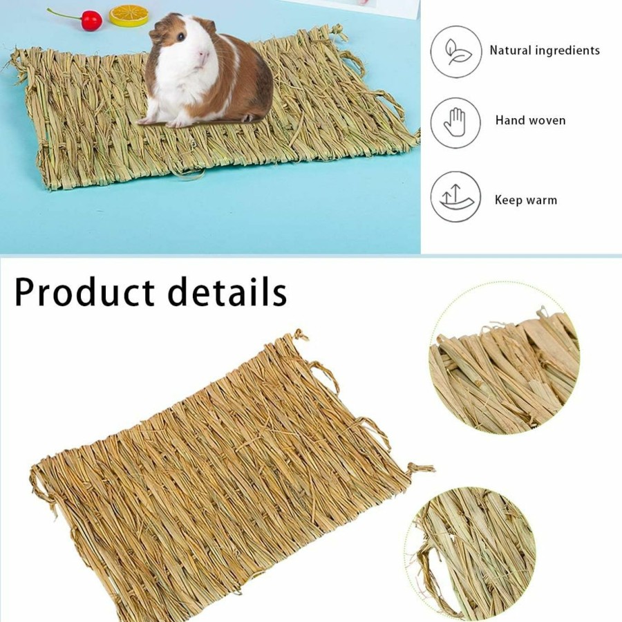 Small Animal PINVNBY | Pinvnby 6 Pack Rabbit Grass Mat,Bunny Natural Straw Woven Bed,Small Animal Cages Hay Nest Sleeping,Chewing,Nesting And Toys For Rabbits Guinea Pig Hamster Hedgehog And Squirrel Bed Mat