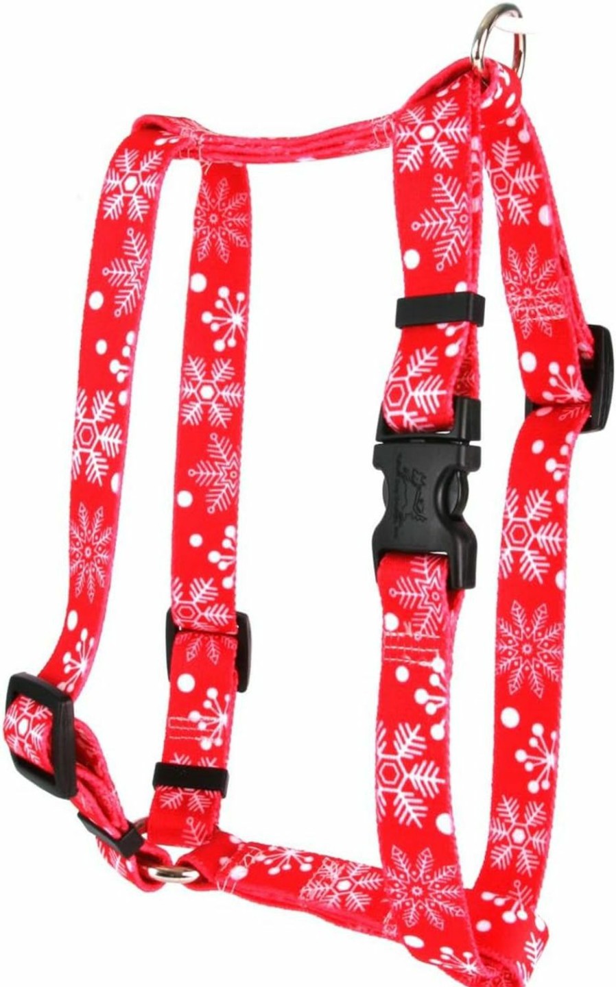 Small Animal Yellow Dog Design | Yellow Dog Design Red Snowflakes Roman Style H Dog Harness, X-Large-1\" Wide And Fits Chest Of 28 To 36\"