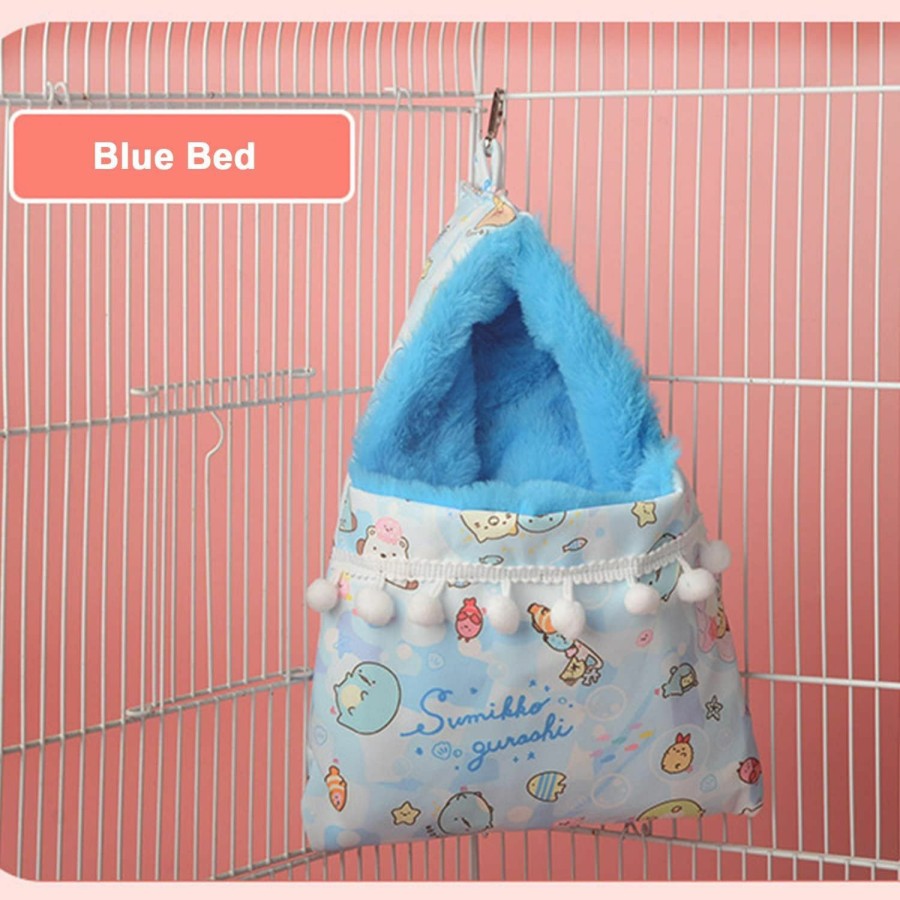 Small Animal MuYaoPet | Muyaopet Ferret Sugar Gliders Hammock Bed Pouch Swing Winter Warm Small Animal Hanging Bed Hideout Hut Sack For Gerbil Rat Guinea Pig Squirrel Small Animal Cage Accessories (Blue)