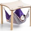 Small Animal Verla | Guinea Pig Hideout, Hammock With Wooden Stand And Mdf Platform For Small Animal Warm Hanging Bed Tunnel For Piggies Dwarf Rabbit Chinchilla Ferrets In Enclosure Cage Habitat, No Harm Kiln-Dried Pine