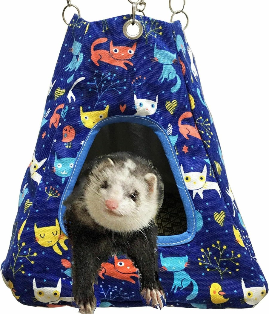 Small Animal FULUE | Fulue Small Animal Ferret Rat Guinea Pig Degu Gerbil Mice Hamster Chincilla Hammock Sleeper Cage Accessories (Blue Tent)