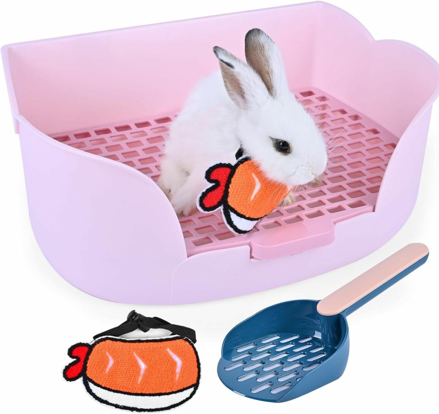 Small Animal Yuoaes | Yuoaes Large Rabbit Bunny Litter Box (17\" X 11.9\" X 6.2\") Small Animal Litter Pet Toilet Potty Trainer Corner Litter Bedding Box Pet Pan For Rabbits Guinea Pig Easy To Clean (Orange)