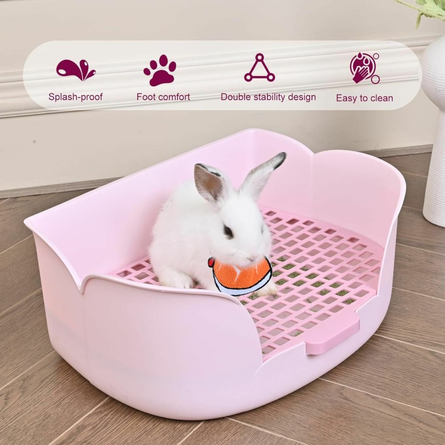 Small Animal Yuoaes | Yuoaes Large Rabbit Bunny Litter Box (17\" X 11.9\" X 6.2\") Small Animal Litter Pet Toilet Potty Trainer Corner Litter Bedding Box Pet Pan For Rabbits Guinea Pig Easy To Clean (Orange)