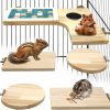 Small Animal BNOSDM | Bnosdm Wooden Hamster Cage Platform Set Wood Chinchilla Ledges And Platforms Rectangle L-Shaped Round Cage Accessories With Cooling Standing Board&Food Cup For Mouse Squirrel Gerbil Guinea Pig