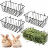 Small Animal Voittozege | Voittozege 4 Pcs Rabbit Hay Feeder, Heavy Duty Metal Rabbit Hay Rack With Hooks Small Animal Cage Accessories Bunny Hay Feeder Rack With Metal Frame For Rabbits Guinea Pig 9.1 X 3.9 X 3 Inches