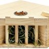 Small Animal Hamiledyi | Hamiledyi Guinea Pig Castle Natural Wooden Rabbit House With Ladder And Hay Feeder Chinchilla Multi Chamber Hideaway Small Animal Hideout House For Guinea Pig Rabbit Hedgehog