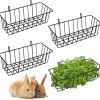 Small Animal INKNOTE | Inknote 4Pcs Hay Feeder For Rabbits Heavy Duty Metal Rabbit Hay Rack Guinea Pig Hay Feeder With Hooks Cage For Rabbit, Guinea Pig, Bunny, Chinchilla Small Animal Cage Accessories(9X3.93X2.95Inches)