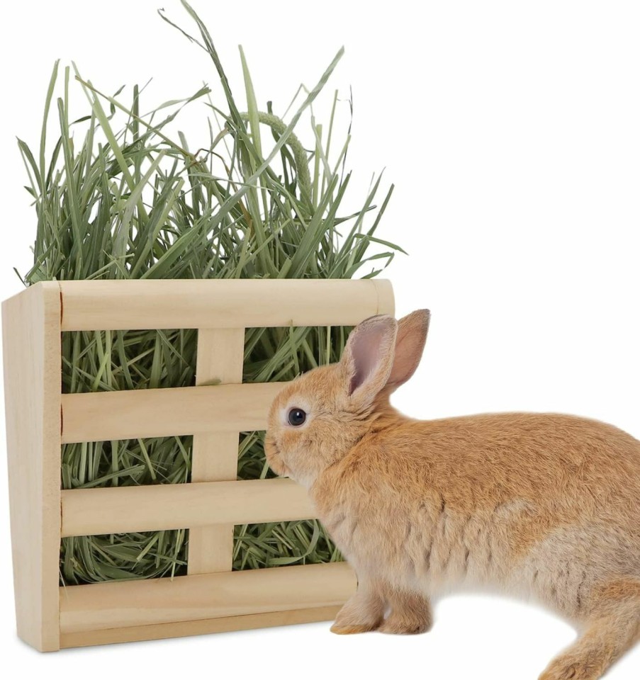 Small Animal Wontee | Rabbit Hay Feeder Guinea Pig Hay Rack Wooden Hay Holder For Small Pets Bunny Guinea Pig Chinchilla (Hay Feeder-B)