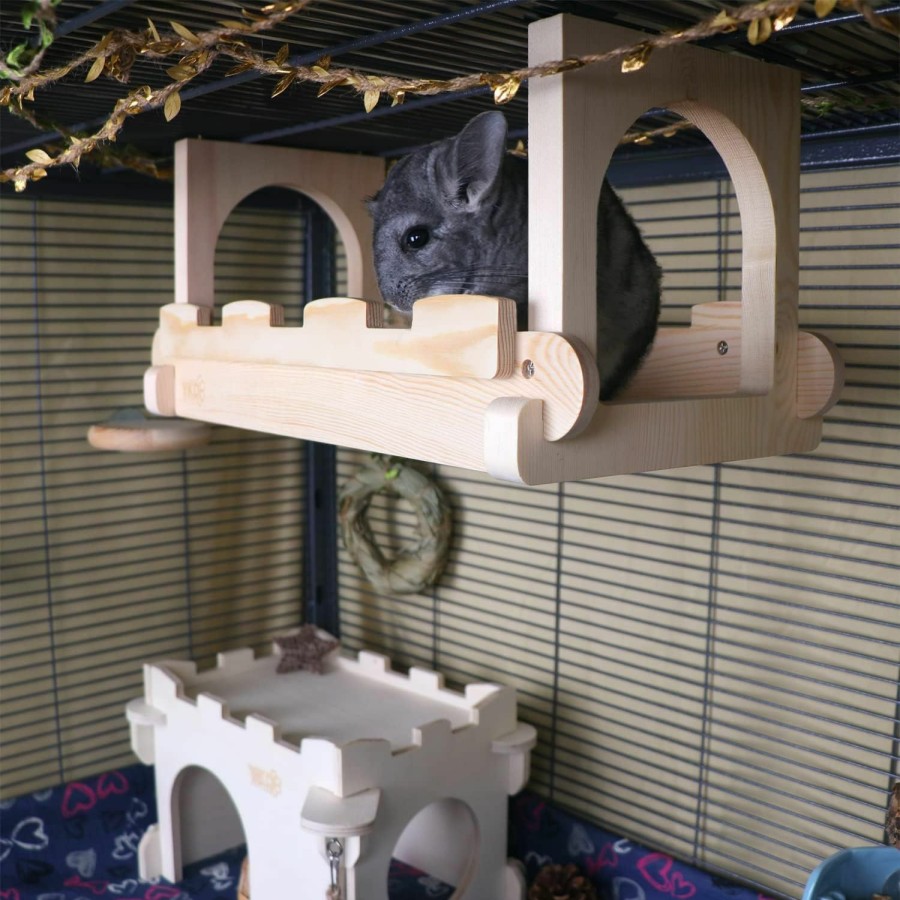 Small Animal YKD | Ykd Chinchilla Wood Suspension Bridge, Hanging Large Small Animal Wooden Bridge Platform, Small Animals Habitat Toy For Chinchillas Sugar Gliders Rats Squirrel