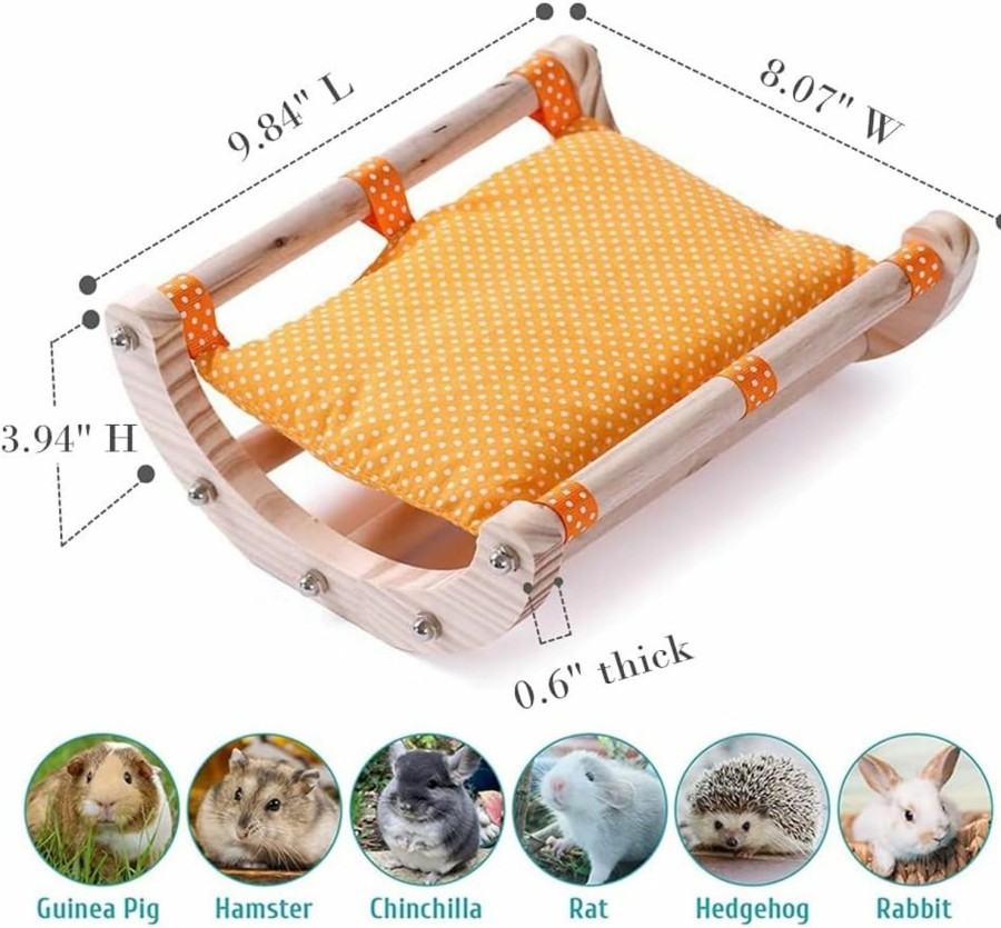 Small Animal HAICHEN TEC | Haichen Tec Ferrets Bassinet Bed Toys Hammock With Natural Wood Stand Small Animal Hide Out Sleeping Bed For Rabbit,Guinea Pigs,Hamster,Hedgehog,Piggies Chinchilla Rat,Kitten,Bearded Dragon (Green)