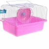 Small Animal CHUQIANTONG | Pet Hamster Cage With Running Wheel Water Bottle Food Basin Portable Carrier House Mice Home Habitat For Going Out, Traveling (Pink)