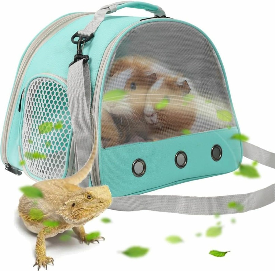 Small Animal WEVONIGU | Guinea Pig Backpack Carrier, Bearded Dragon Carrier Backpack With Clear Bubble Window,Small Animal Travel Backpack For Hedgehog Rat,Chameleon,Rabbit,Sugar Glider,Airline Approved (Green, Backpack)