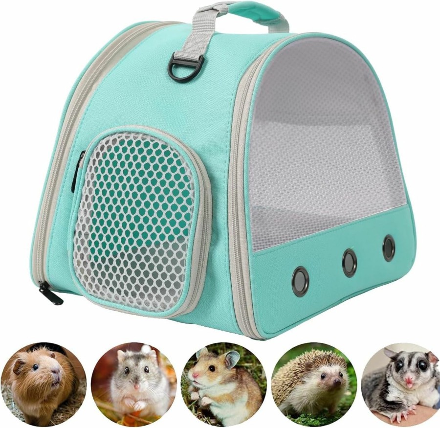 Small Animal WEVONIGU | Guinea Pig Backpack Carrier, Bearded Dragon Carrier Backpack With Clear Bubble Window,Small Animal Travel Backpack For Hedgehog Rat,Chameleon,Rabbit,Sugar Glider,Airline Approved (Green, Backpack)