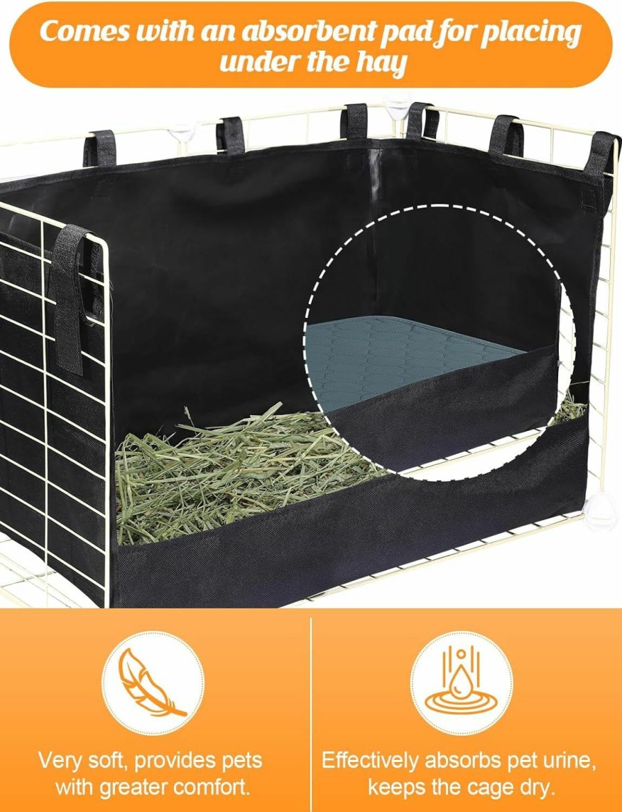 Small Animal Bigmeta | Guinea Pig Hay Feeder With Absorbent Pad | Maximize Natural Instincts, Minimize Mess | Durable 600D Oxford Cloth Hay Bag Feeder Holder For Guinea Pigs Hamsters Rabbits Cage Liner Accessories