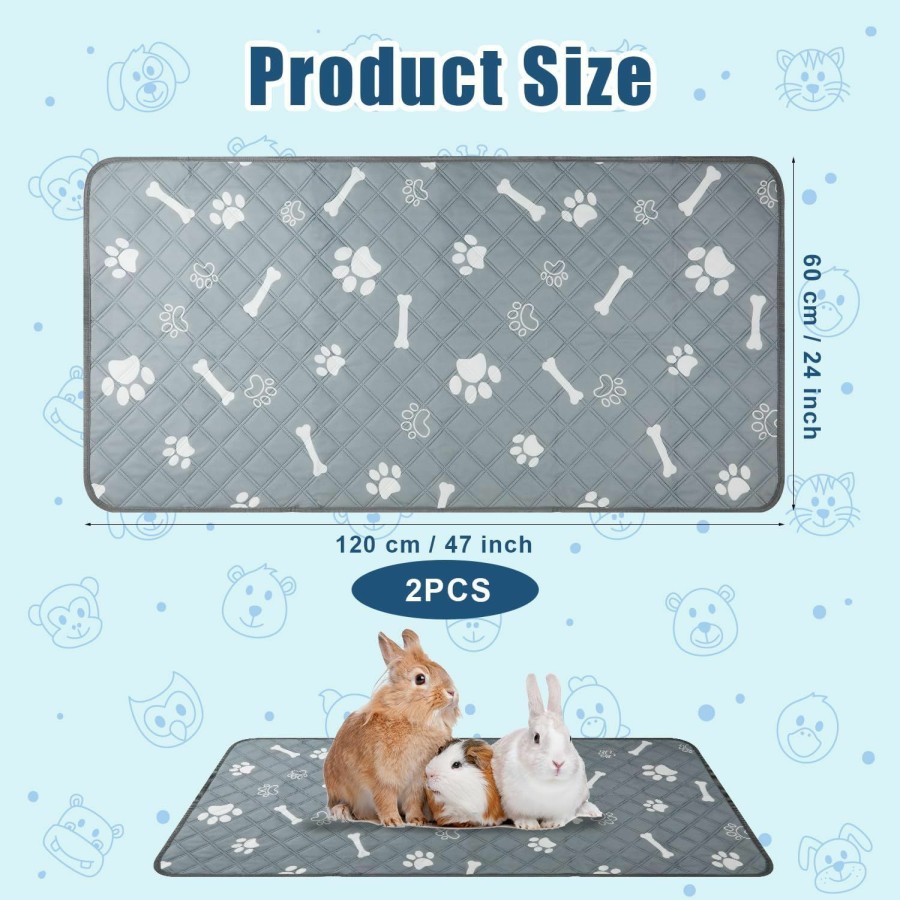 Small Animal NQEUEPN | 2Pcs Guinea Pig Fleece Cage Liners, 47X24 Inch Washable Soft Cage Liners Water-Absorbed Guinea Pig Pee Pads Bedding For Small Animals Rabbit Hamster Chinchilla