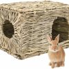 Small Animal LWINGFLYER | Lwingflyer 2Pcs Rabbit Grass House Woven Folding Beds Sleeping Chew Toys For Small Animal Bunny Hamster Chinchillas Guinea Pet Hay Bed