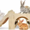 Small Animal Hamiledyi | Hamiledyi Wooden Rabbit Hideout House 3 In 1 Rabbit Wood Hay Feeder Guinea Pig Wooden Hideout And House For Bunnies Chinchilla Guinea Pig Kitten (14.1X11.8X9.8In).