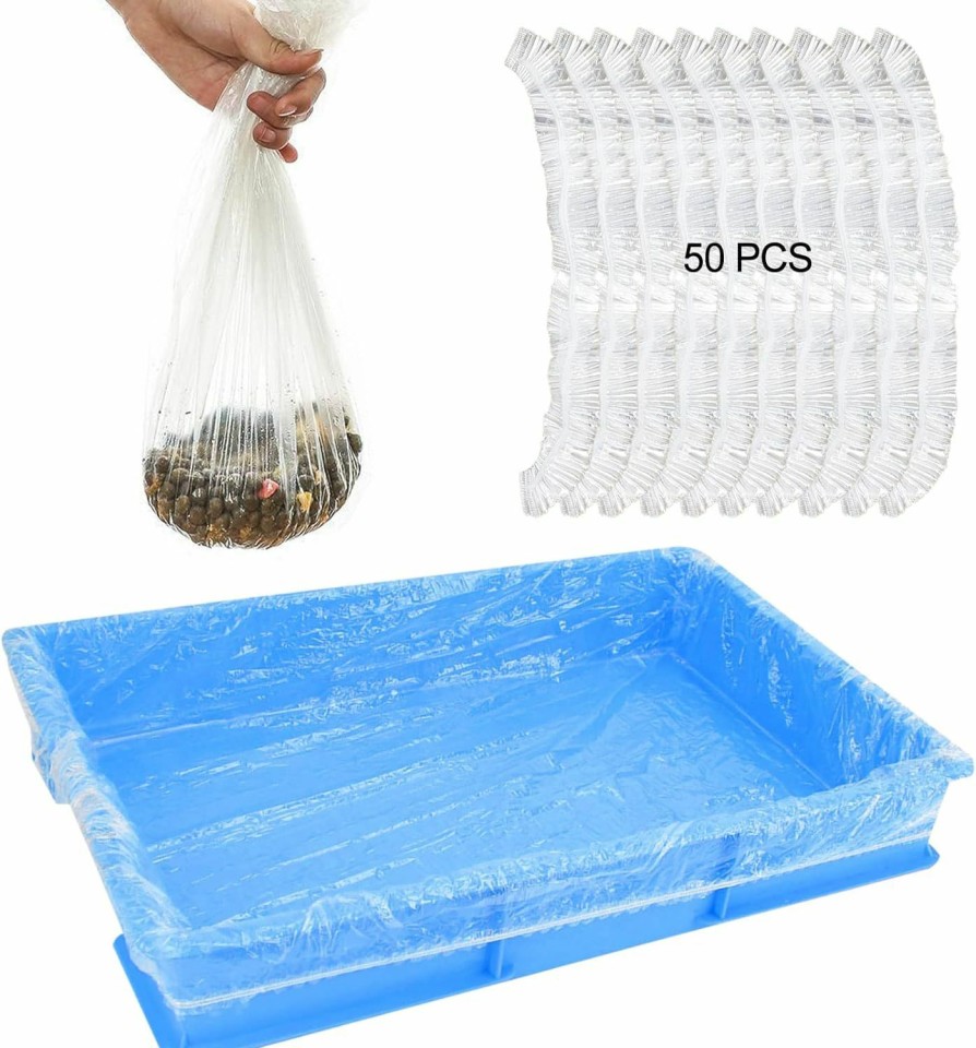 Small Animal Fhiny | Fhiny 27.5'' X 19.7'' Disposable Guinea Pig Cage Liner, 50 Pcs Plastic Rabbit Tray Liner Leak Proof Small Animal Litter Pan Bags Universal Hamster Cage Toilet Film For Bunny Chinchilla Hedgehog Bird