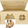 Small Animal CAREUPET | Wooden Guinea Pig Hideout, Chinchilla House, Baby Rabbit House, Dwarf Bunny Hut Hideout Wood, Small Animal Hideout For Rats, Hedgehog